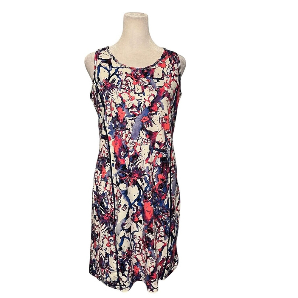 Title Nine Splatter Floral Athletic Dress Built in Bra Sz Small